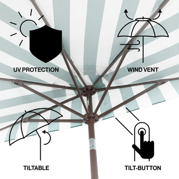 Beverly 9 ft. Designer Classic Scalloped Fringe Half Market Patio Umbrella
